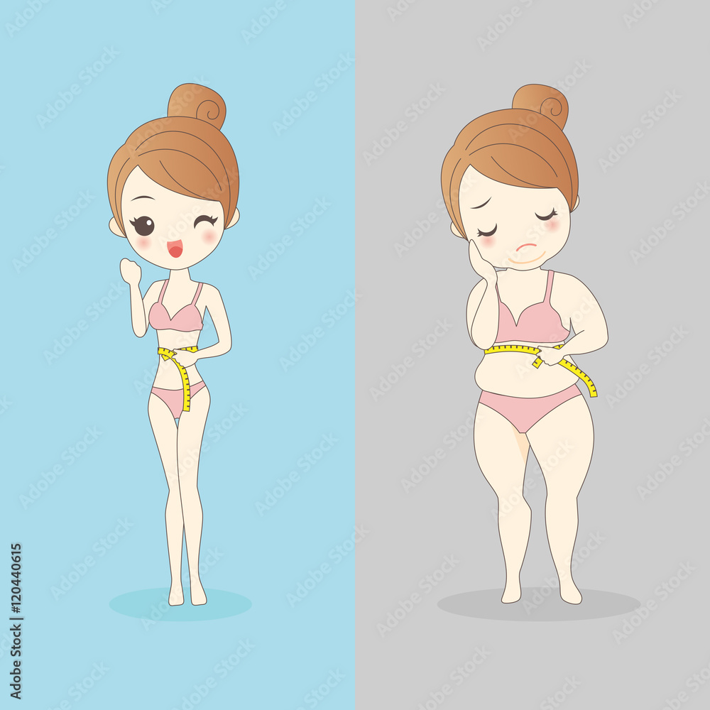 cartoon woman wear underwear and take slimming ruler cartoon woman wear underwear and take slimming ruler