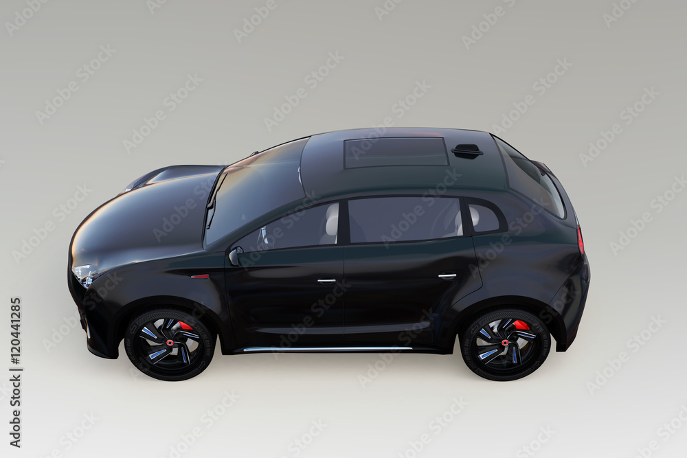 Side view of electric SUV concept car isolated on gray background. 3D rendering image with clipping path. 