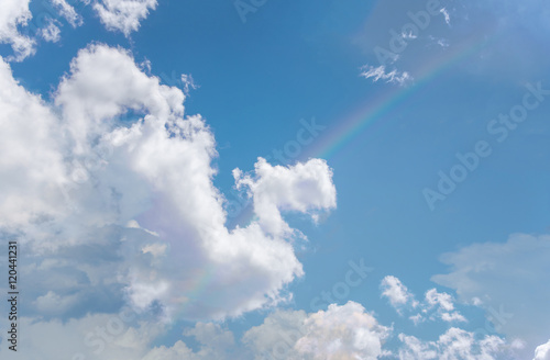 Beautiful a bright rainbow in the blue sky Cloud same a dragon and beautiful rainbow in the blue sky