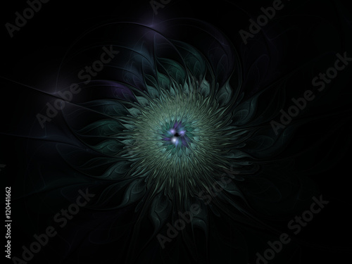 Abstract green and purple dark fractal