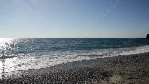 Amantea Calabria, Italy view of deserted beach with sky and clouds
