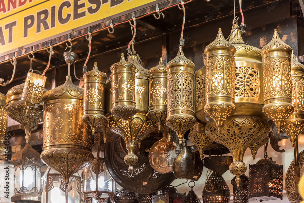 Golden Lanterns at the Grand Bazaar in Istanbul, Turkey