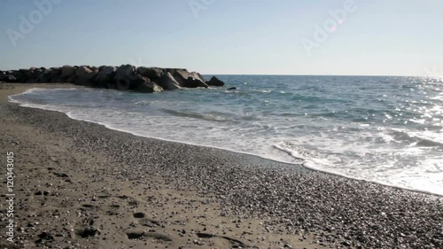 Amantea Calabria, Italy view of deserted beach with sky and clouds