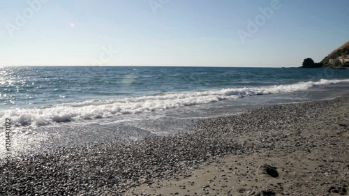 Amantea Calabria, Italy view of deserted beach with sky and clouds