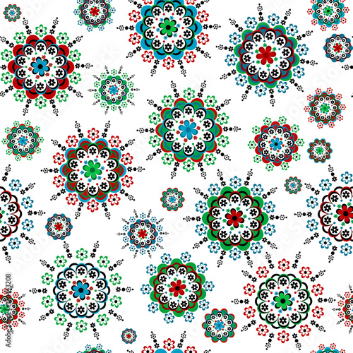 Floral seamless with round colorful flowers