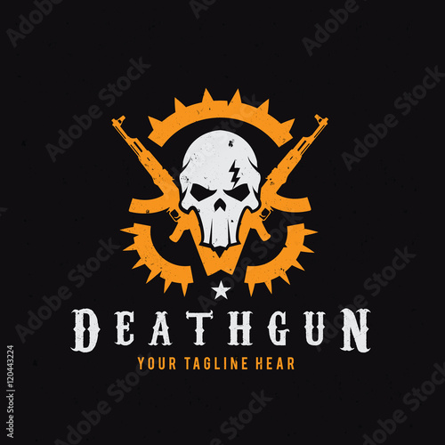 Game logo, Skull and gas mask logo,Gun logo with skull and dark concept.