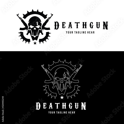 Game logo, Skull and gas mask logo,Gun logo with skull and dark concept.