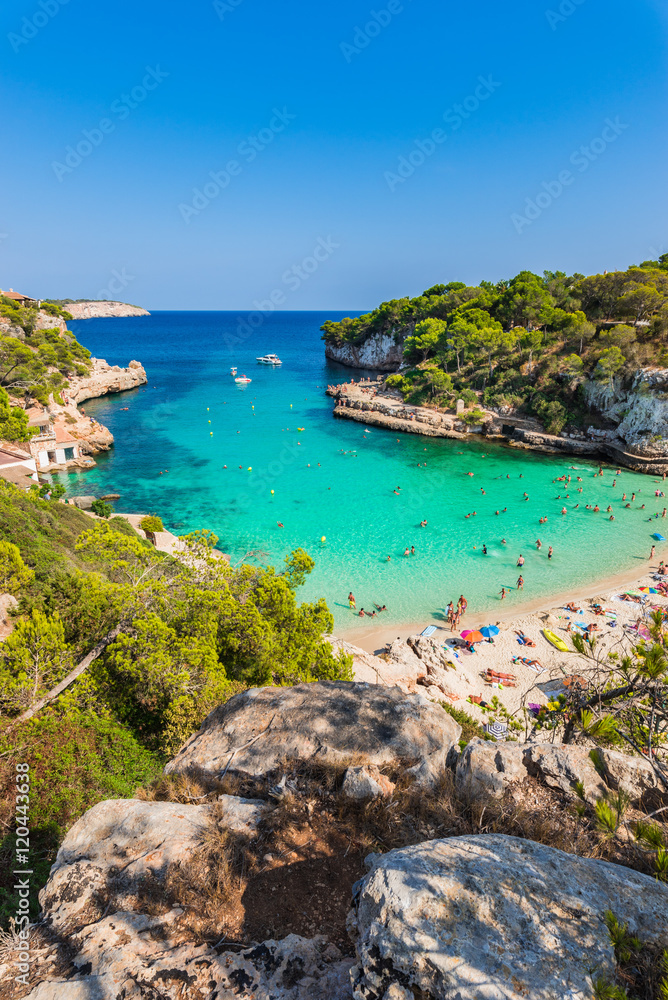 Beautiful view to the coast beach of Cala Llombards Majorca Spain