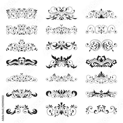 Floral decorative design element collection vintage style. Dividers set.