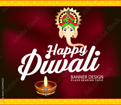 happy diwali celebration background with lord ganesha