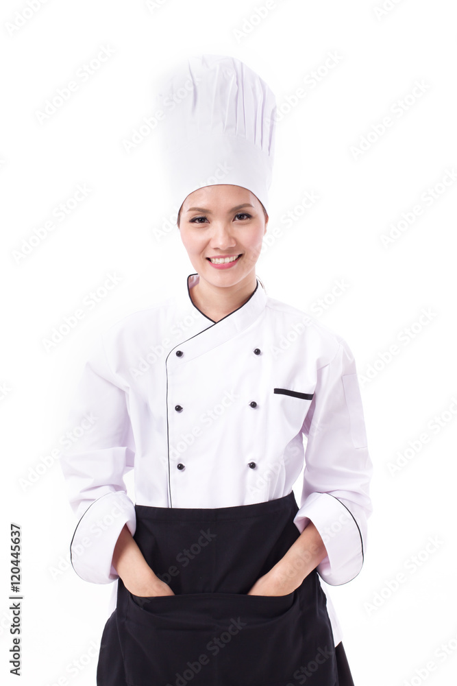 happy, smiling, positive female chef isolated happy, smiling, positive female chef isolated