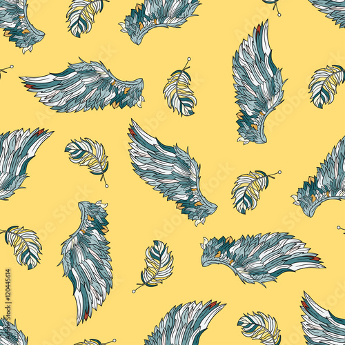 Seamless pattern with angel wings.
