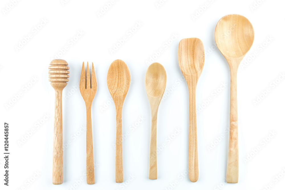 Set of wooden spoon isolated on the white background. Set of wooden spoon isolated on the white background.