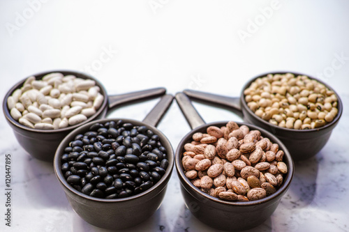 Beans variety/ different types of beans on black wooden background