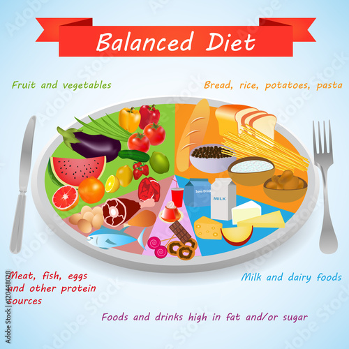 Plate with healthy food and and dieting concept