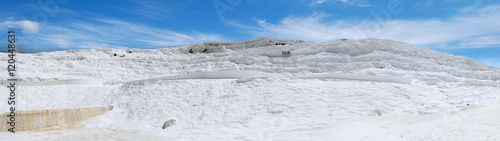 Panorama view on white travertines