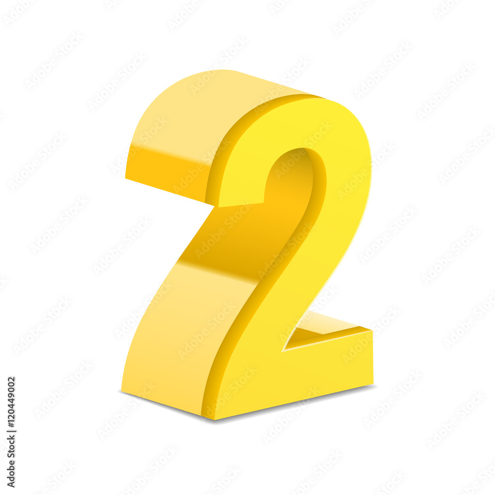 3d shiny yellow number 2 3d shiny yellow number 2