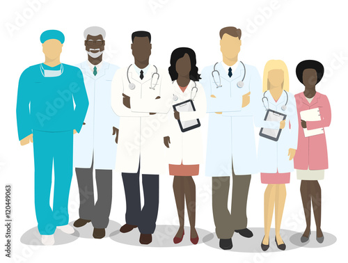 Doctors Team Group Hospital Flat vector illustration
