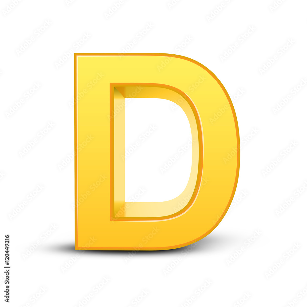 3d yellow letter D 3d yellow letter D