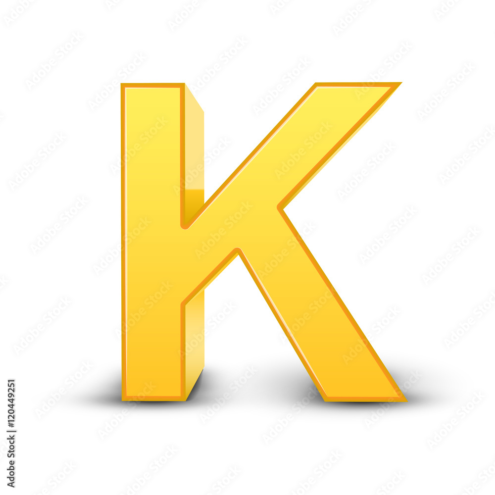 3d yellow letter K 3d yellow letter K