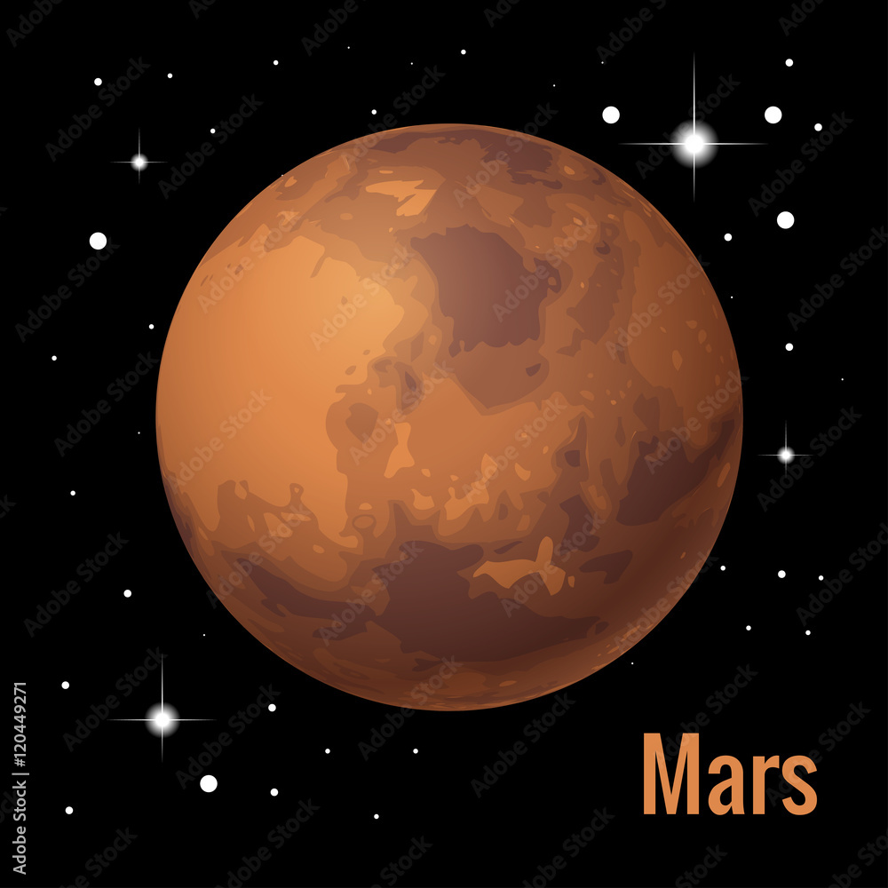 Fototapeta premium Mars planet 3d vector illustration. High quality isometric solar system planets.