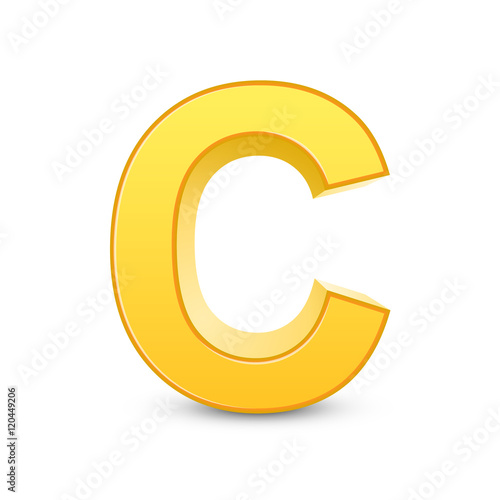 3d yellow letter C