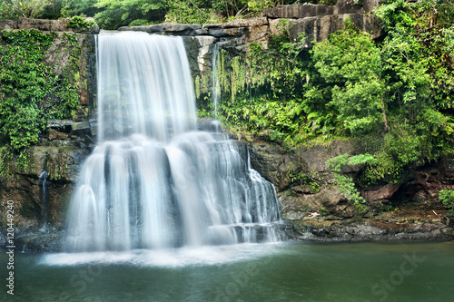 waterfall in  deep forest on mountain