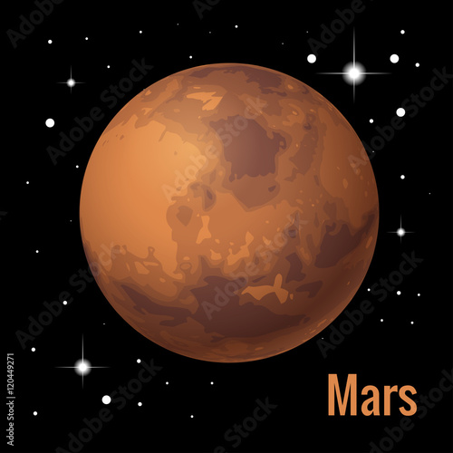 Mars planet 3d vector illustration. High quality isometric solar system planets.
