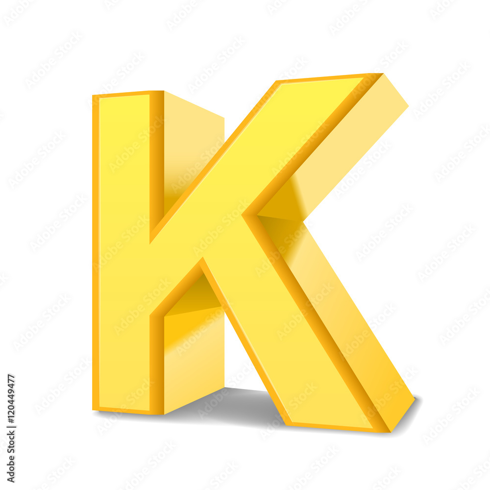 3d yellow letter K 3d yellow letter K