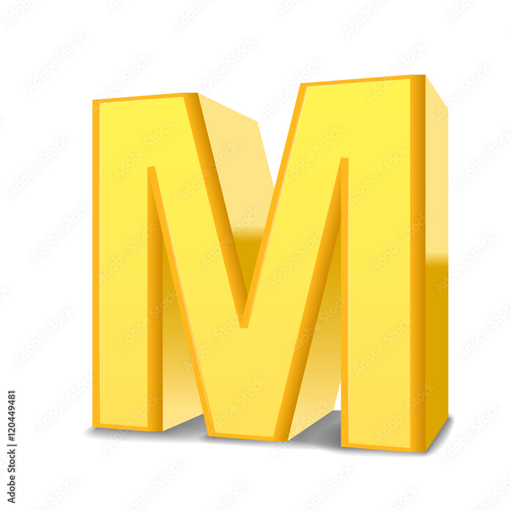 3d yellow letter M 3d yellow letter M