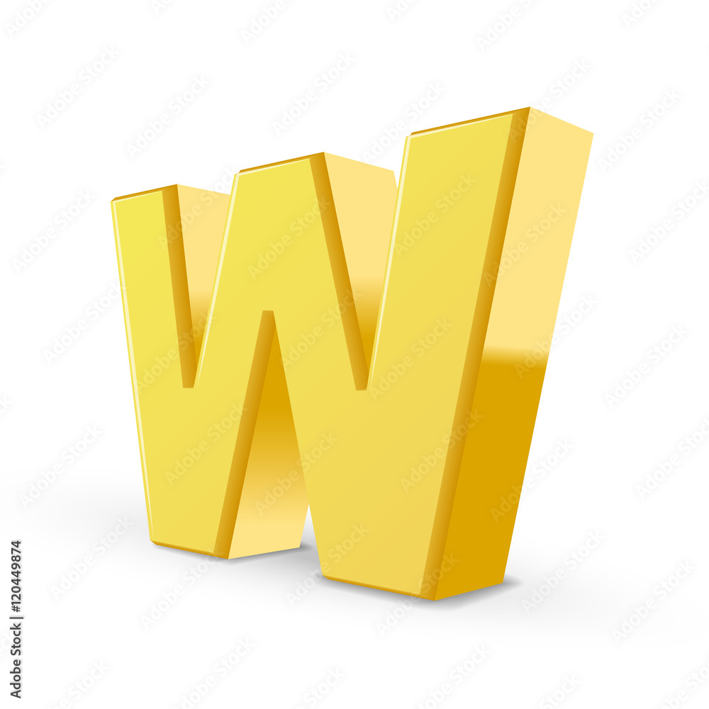 3d yellow letter W 3d yellow letter W