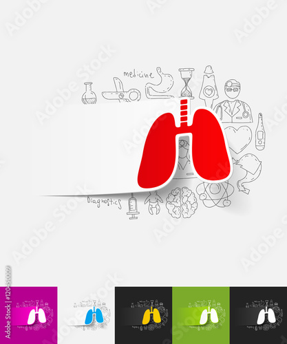lung paper sticker with hand drawn elements