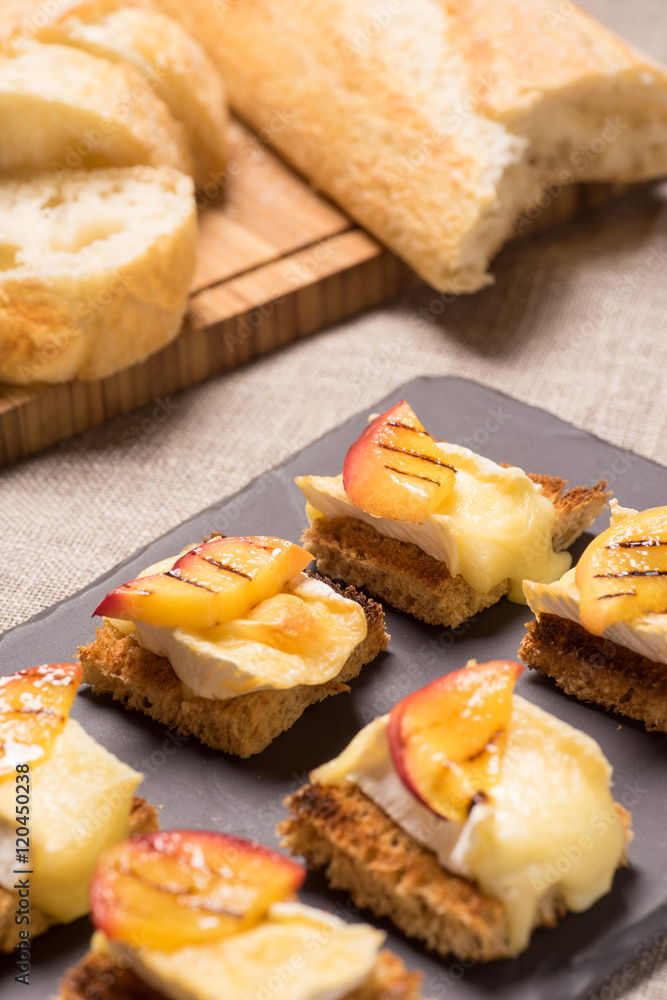 canapes, appetizer with grilled brie canapes, appetizer with grilled brie