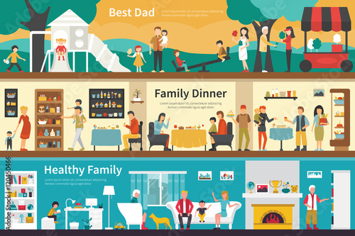 Best Dad Family Dinner Healthy flat interior outdoor concept web