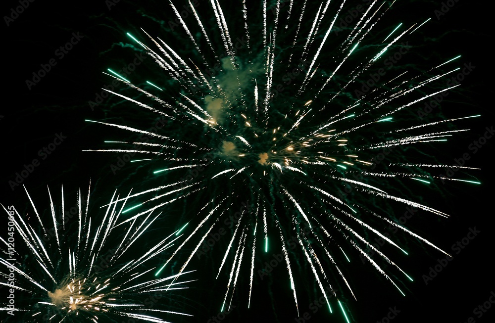 Obraz premium show with big colorful fireworks in the dark night