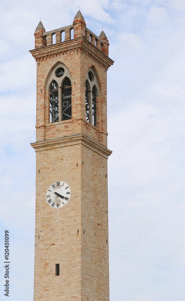 Small church tower with clock