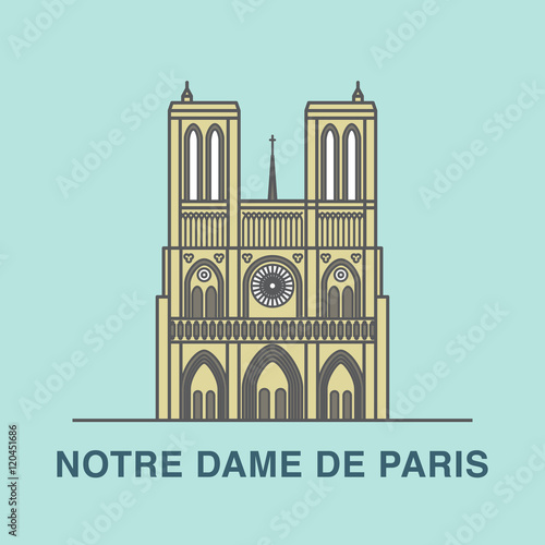 Notre Dame cathedral flat illustration.