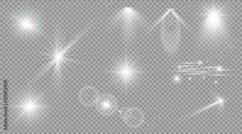 Valokuva Glow light effect. Star burst with sparkles. sunlight.