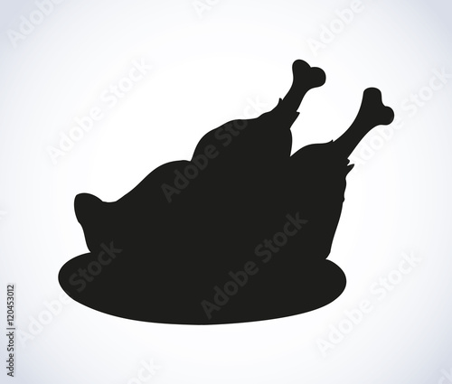Baked chicken. Vector drawing