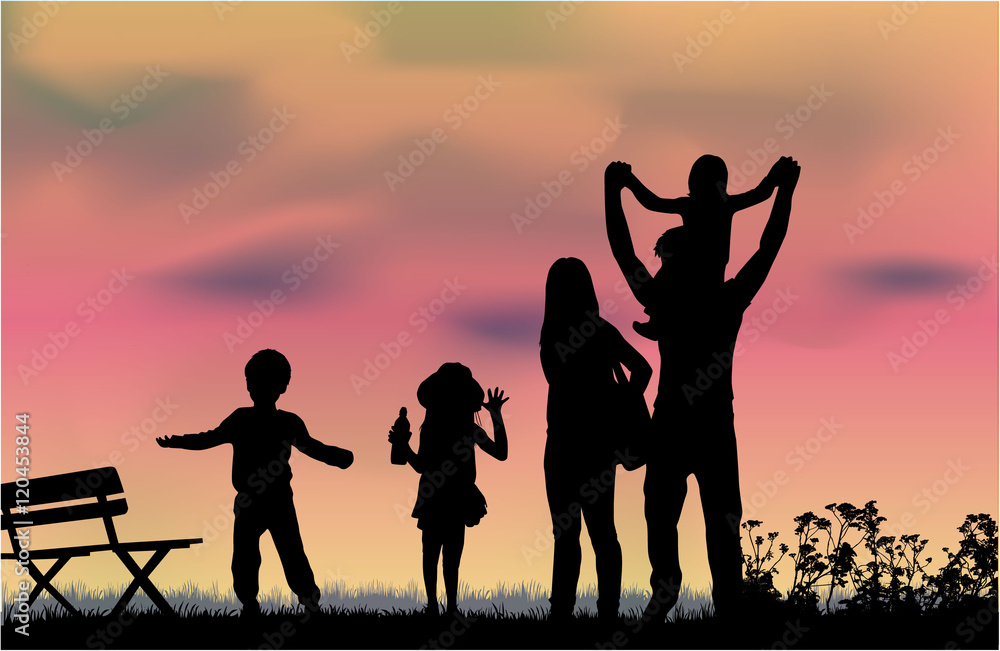 Silhouette of a happy family. Silhouette of a happy family.