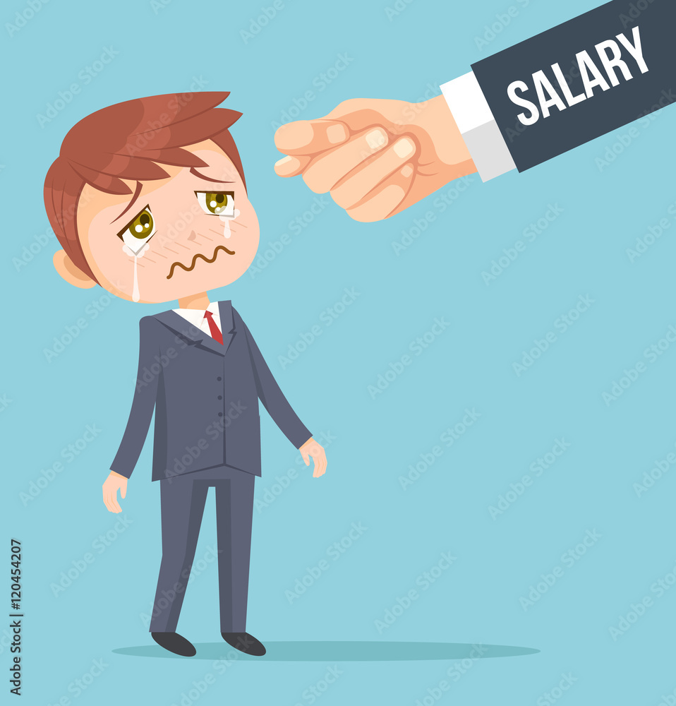 Office worker man waiting for salary. Vector flat cartoon illustration Office worker man waiting for salary. Vector flat cartoon illustration