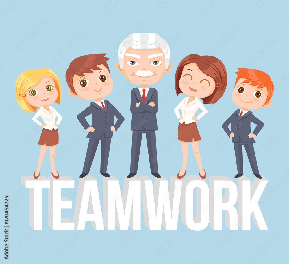 Teamwork characters. Vector flat cartoon illustration Teamwork characters. Vector flat cartoon illustration