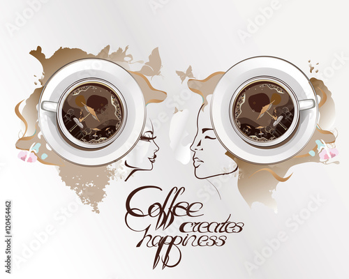Abstract coffee background with a couple.