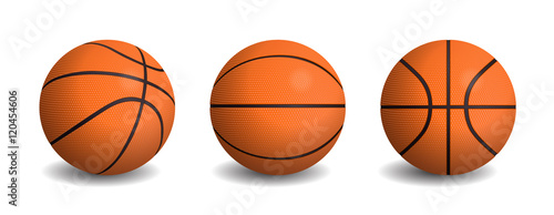 Vector realistic basketball balls in different views. photo