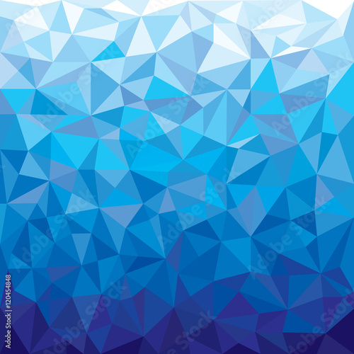 Blue geometrical background. Abstract futuristic triangular pattern. Kaleidoscope wallpaper. Graphic art.