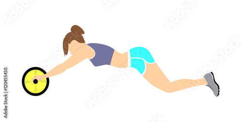 Woman doing abs exercise. Beautiful slim woman doing fitness exercise on white background. Healthy lifestyle.