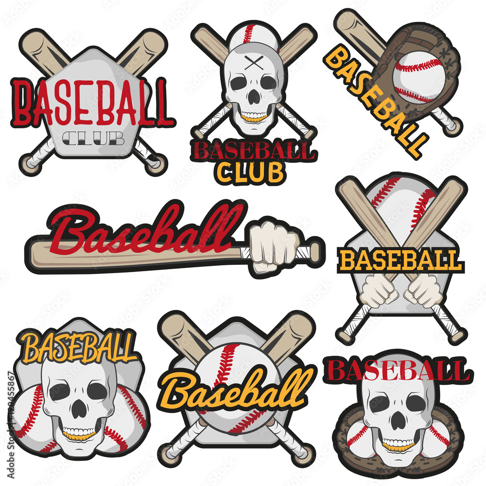 Vector set of colorful baseball club labels. Sport templates badges ...