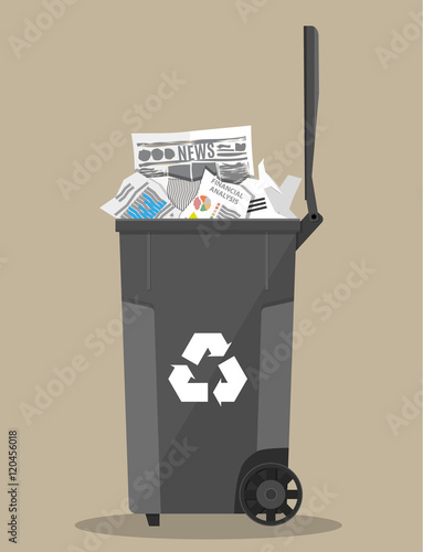 trash recycle bin container full of paper