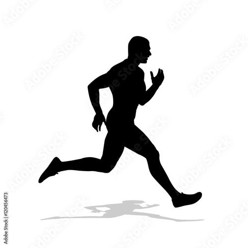 Running man vector silhouette. Run, individual summer sport. Iso