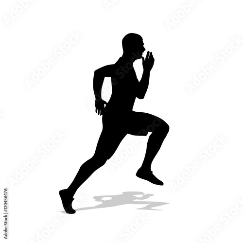 Running man vector silhouette. Run, individual summer sport. Iso